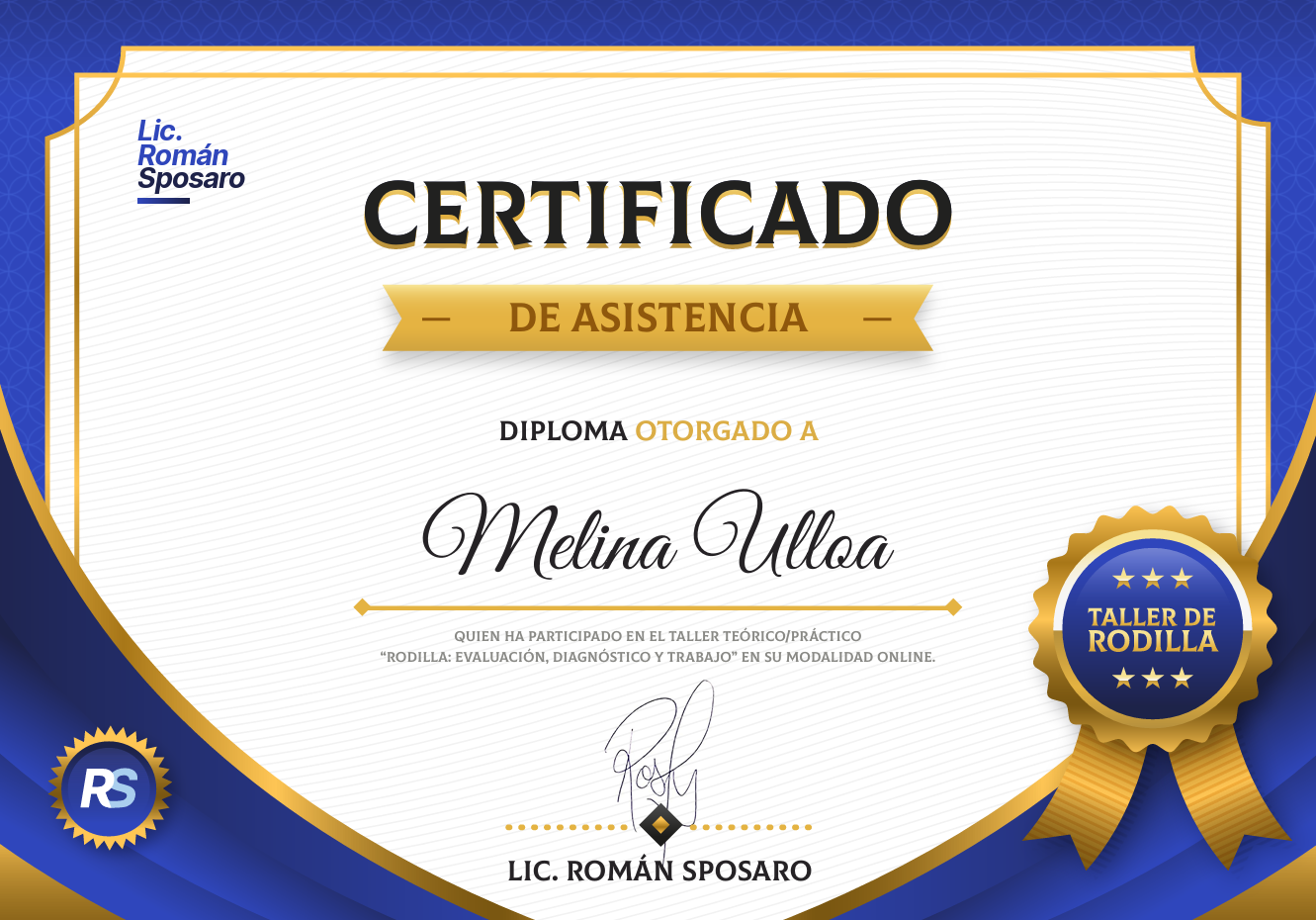 Certificado — Rodilla: Evaluación, Diagnóstico y Trabajo
